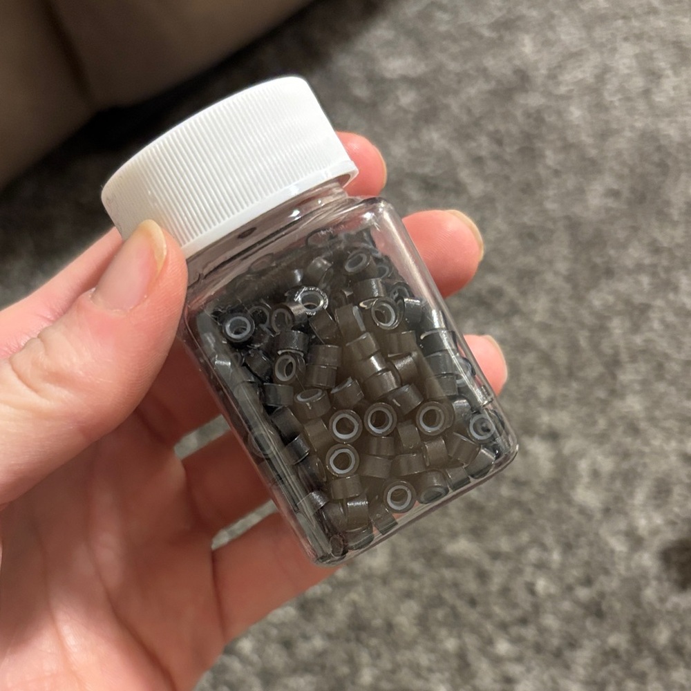 Black Silicone Lined Micro Beads for Hair Extension Installs (Approx 1000)